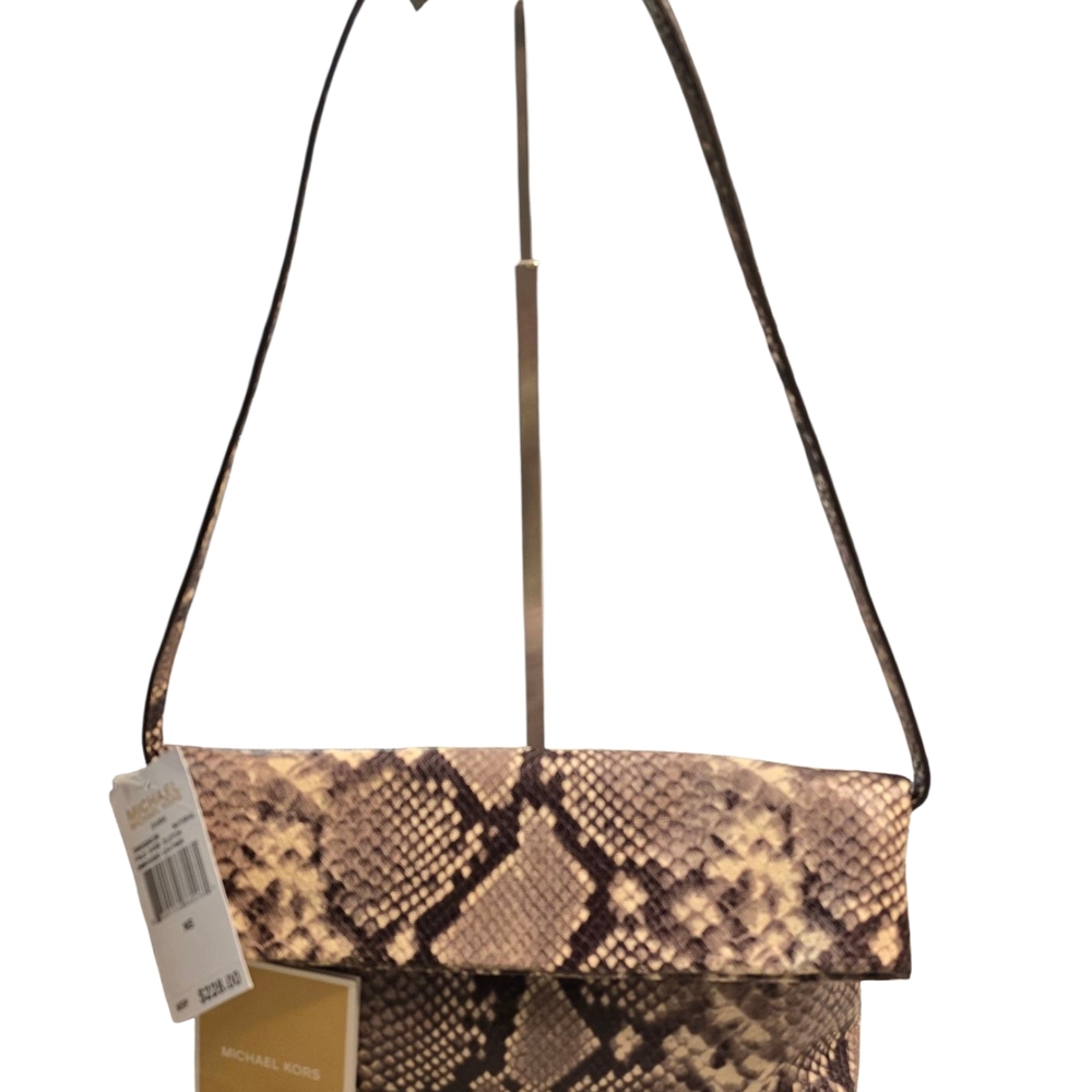 Michael Kors Brown Shoulder Bag with Faux Snakeskin Design - Picture 4 of 6